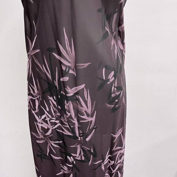 Calvin Klein sheer slip maxi dress spaghetti straps purple sheer floral M tie - Picture 6 of 7